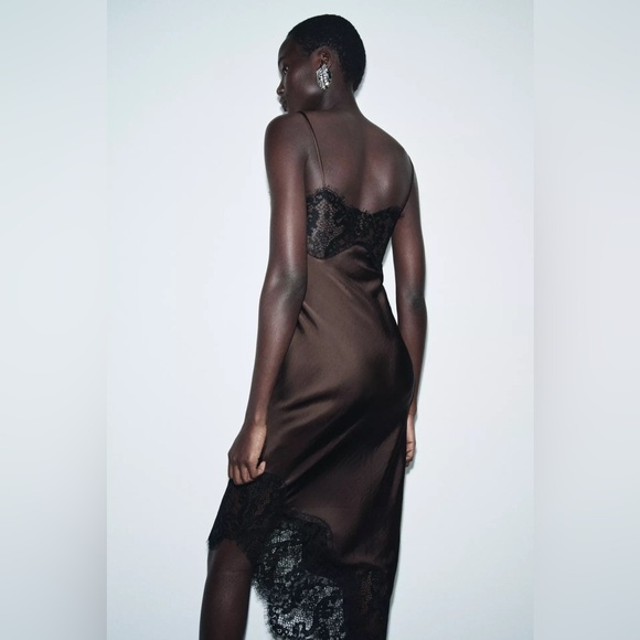 ZARA ASYMMETRIC SATIN LACE DRESS ZW COLLECTION - Picture 5 of 9